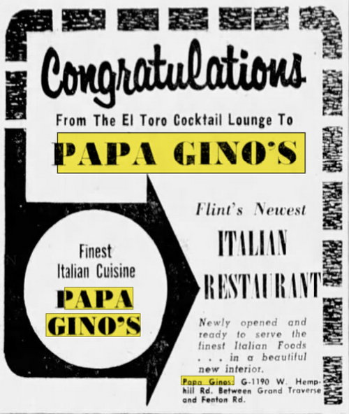 Papa Ginos - Nov 20 1963 Article